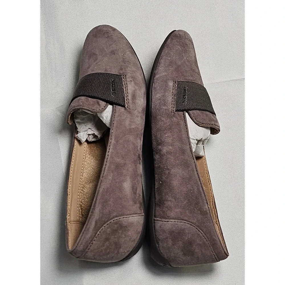 Geox Respira D Charlene J Dove Grey Goat Suede Loafer Flats‎ Women's 5 Italian